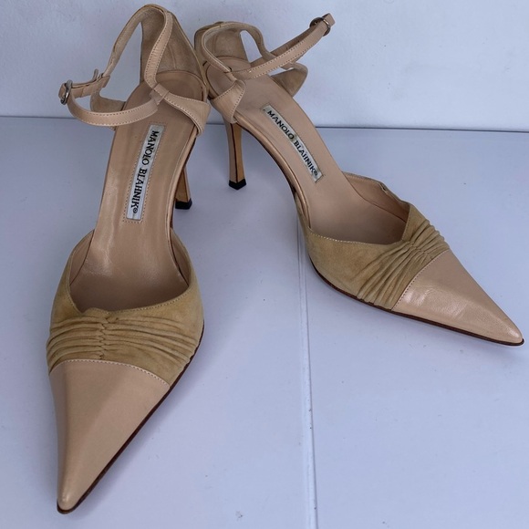 Manolo Blahnik Beige Strappy Heels - Picture 1 of 8